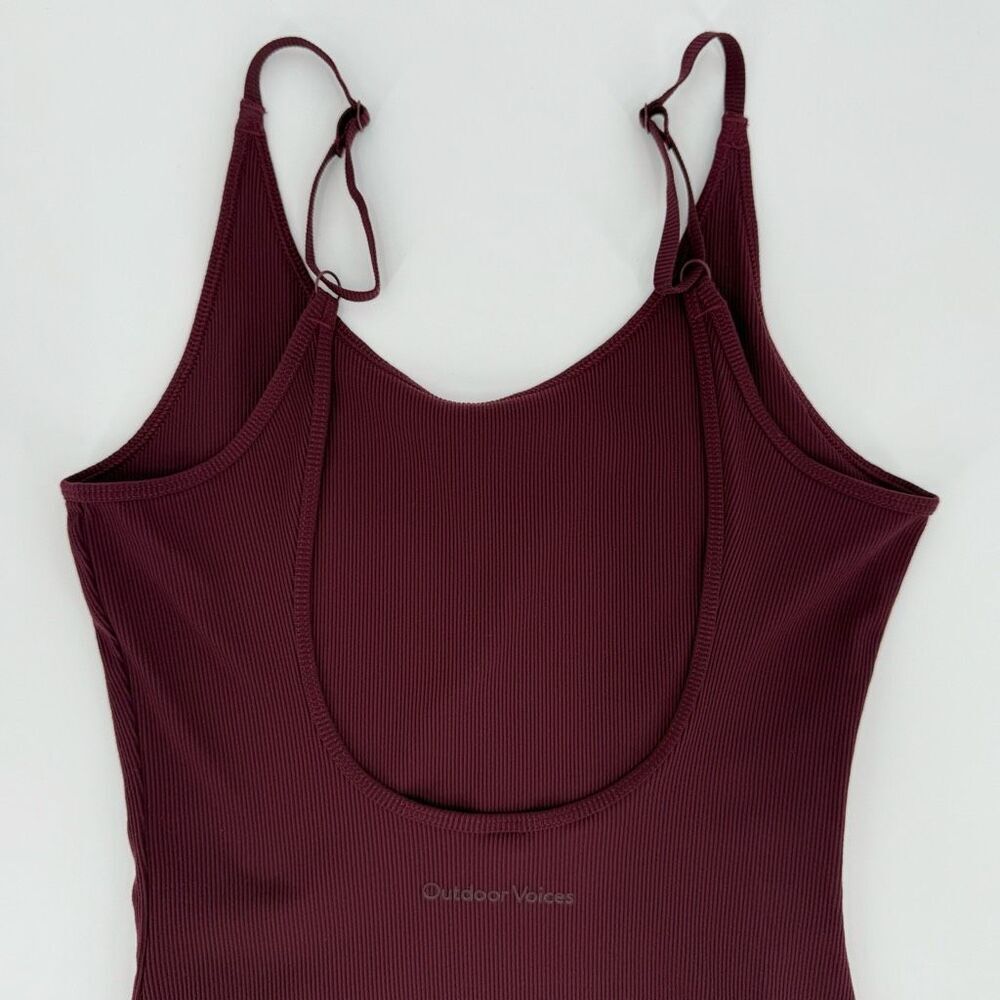 Outdoor Voices Superform Rib‎ Leotard Bodysuit Top Shiraz Burgundy Women Small - Picture 5 of 11